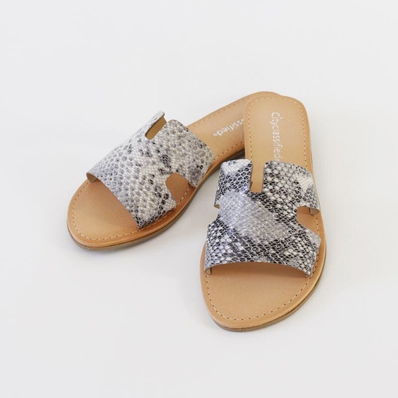 salvia beige python h slip in sandal slipper - Picture 2 of 8